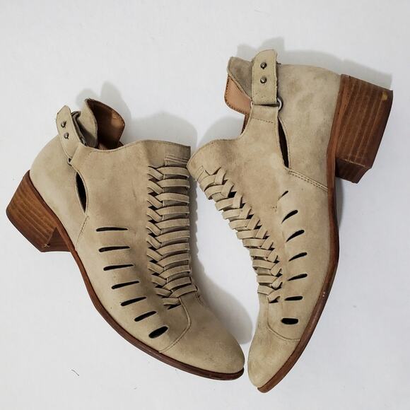 Sam Edelman | Pierson Suede Ankle Booties with Ladder Slit Design - Picture 5 of 16